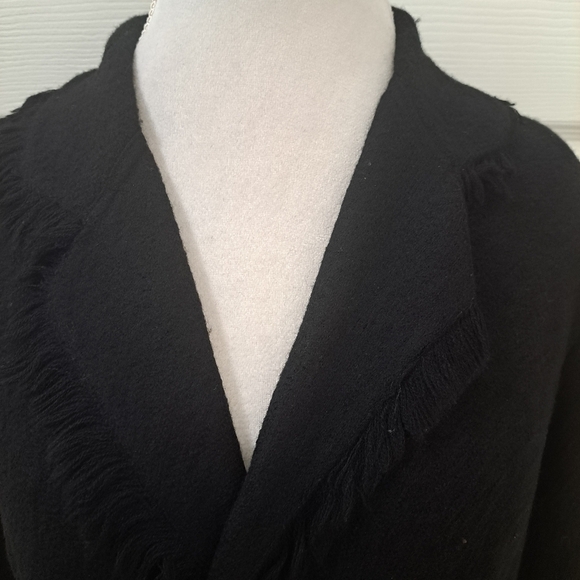 Caslon Wool Cardigan With Belt & Fringe Trim  Size MP - Picture 2 of 10